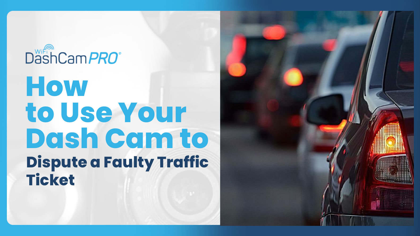 Dash cam view of vehicles on the road that demonstrates how recorded clips can support a traffic ticket dispute.